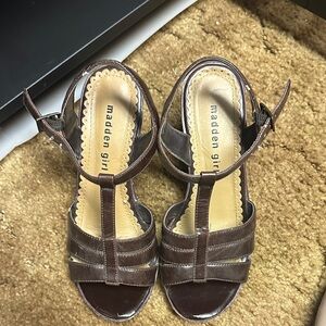 Madden Girl Dark Brown T-Strap Sandals